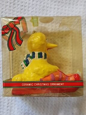Vintage 1980s Muppets ceramic big bird Christmas ornament.